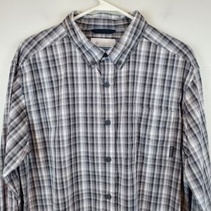 Columbia Gray Checkered Button Down Shirt L Mens Long Sleeve Cotton Outdoor